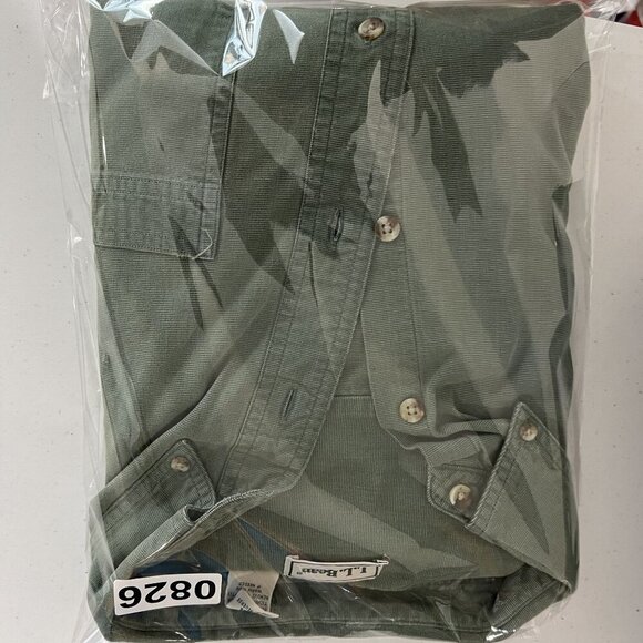 L.L. Bean Mens XL Kelly Green Heavyweight Button Shirt Long Sleeve Jamaica Made - Picture 16 of 16